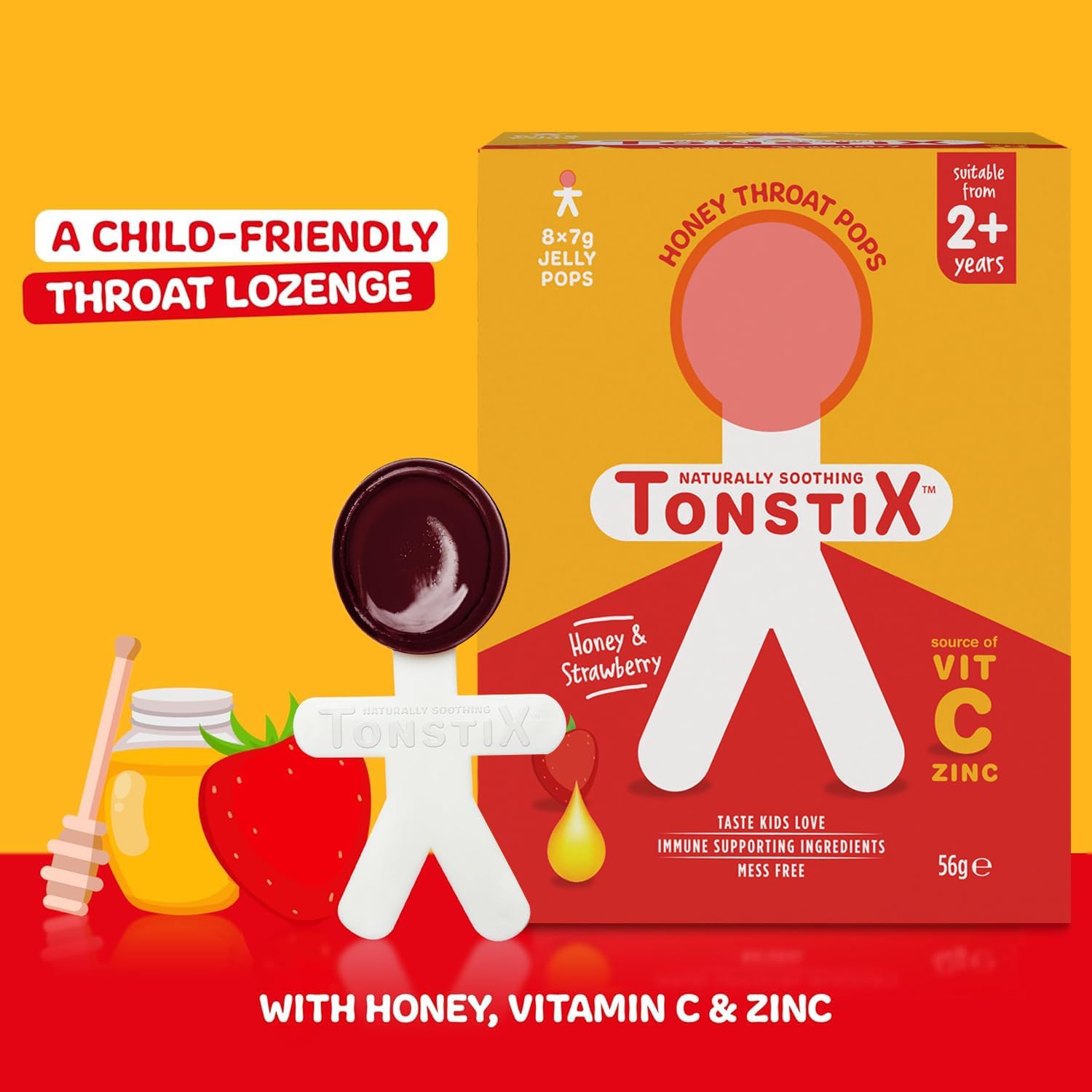 Honey Jelly Throat Pops - Honey & Strawberry - 8 Pack - Image 2