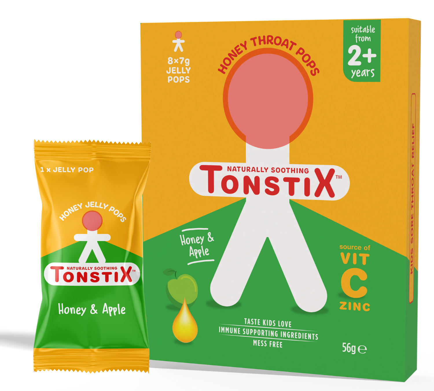 Honey Jelly Throat Pops - Honey & Apple - 8 Pack
