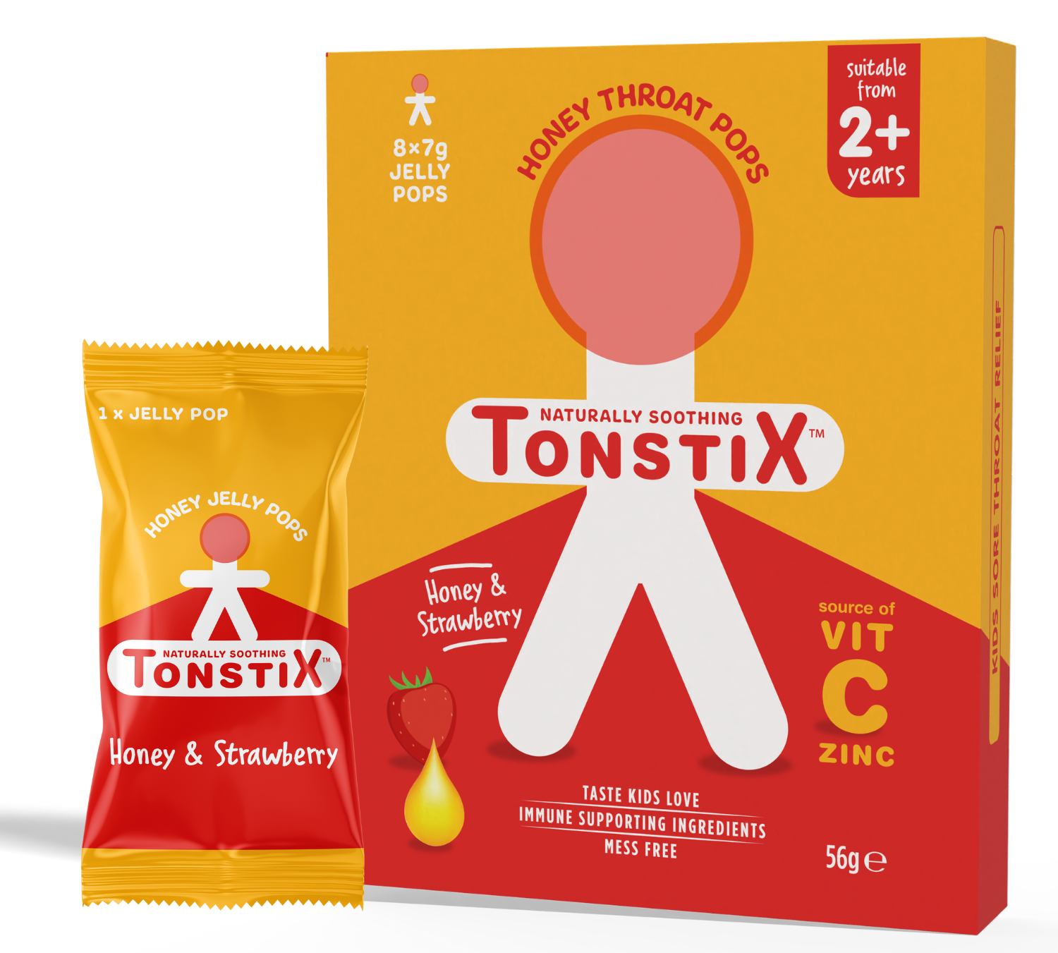 Honey Jelly Throat Pops - Honey & Strawberry - 8 Pack